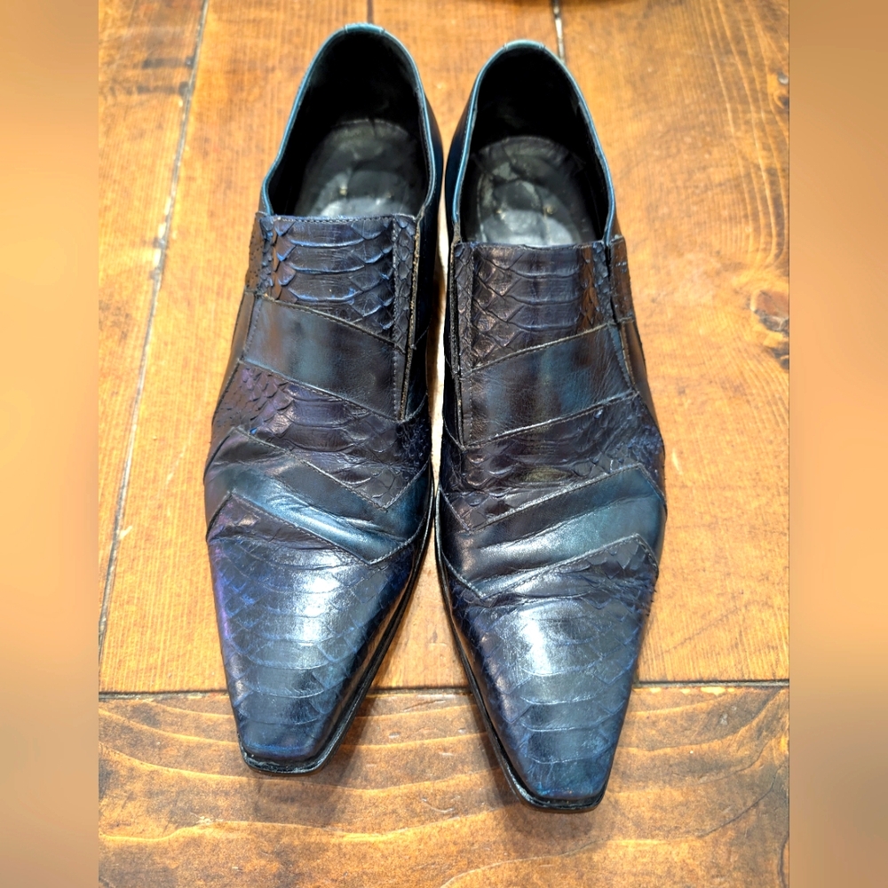 Men's Vero cuoio blue snake skin formal dress shoes made in Italy
